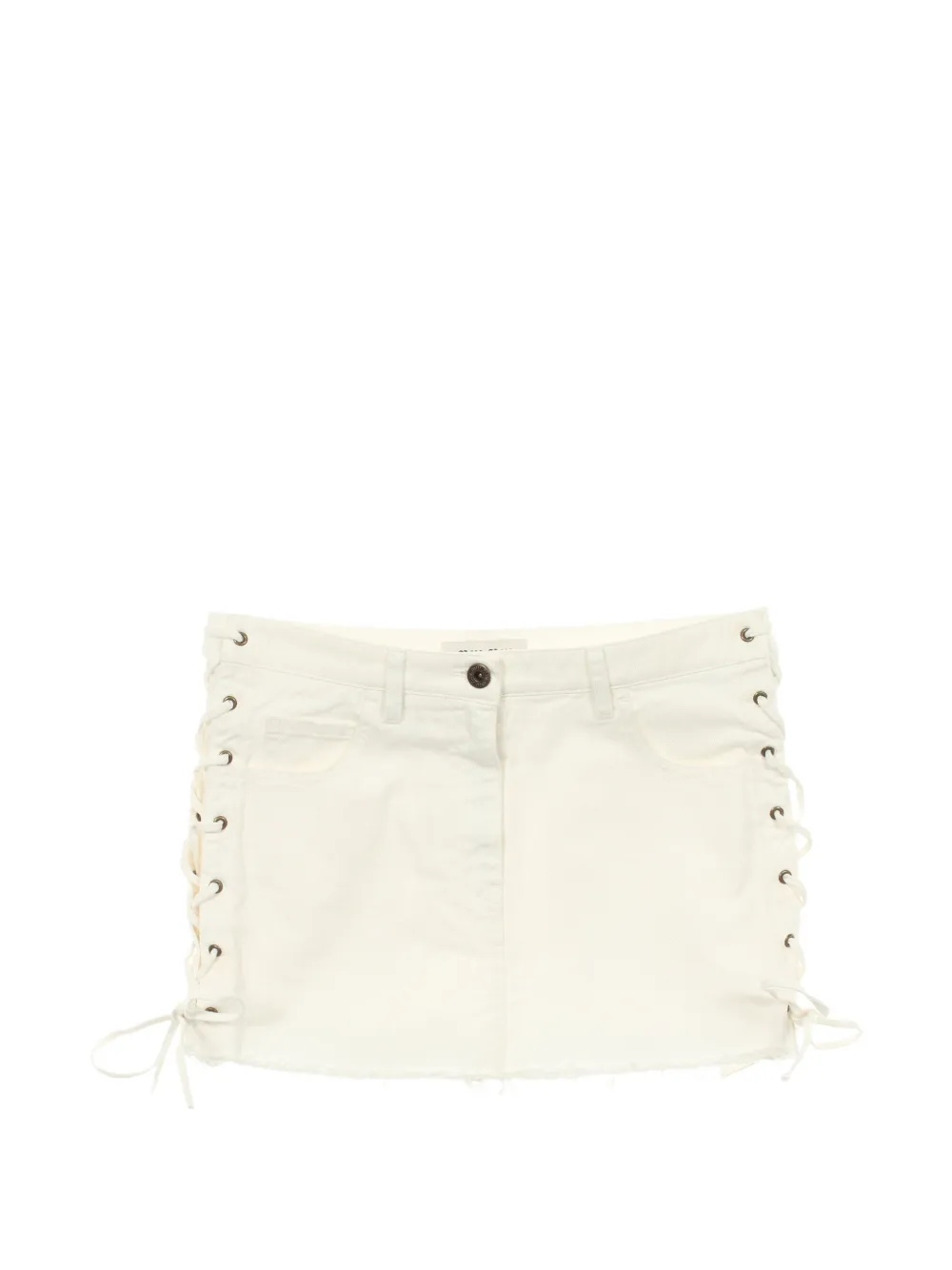 Miu Miu Pre-Owned 2000s lace-up denim mini skirt - Toni neutri