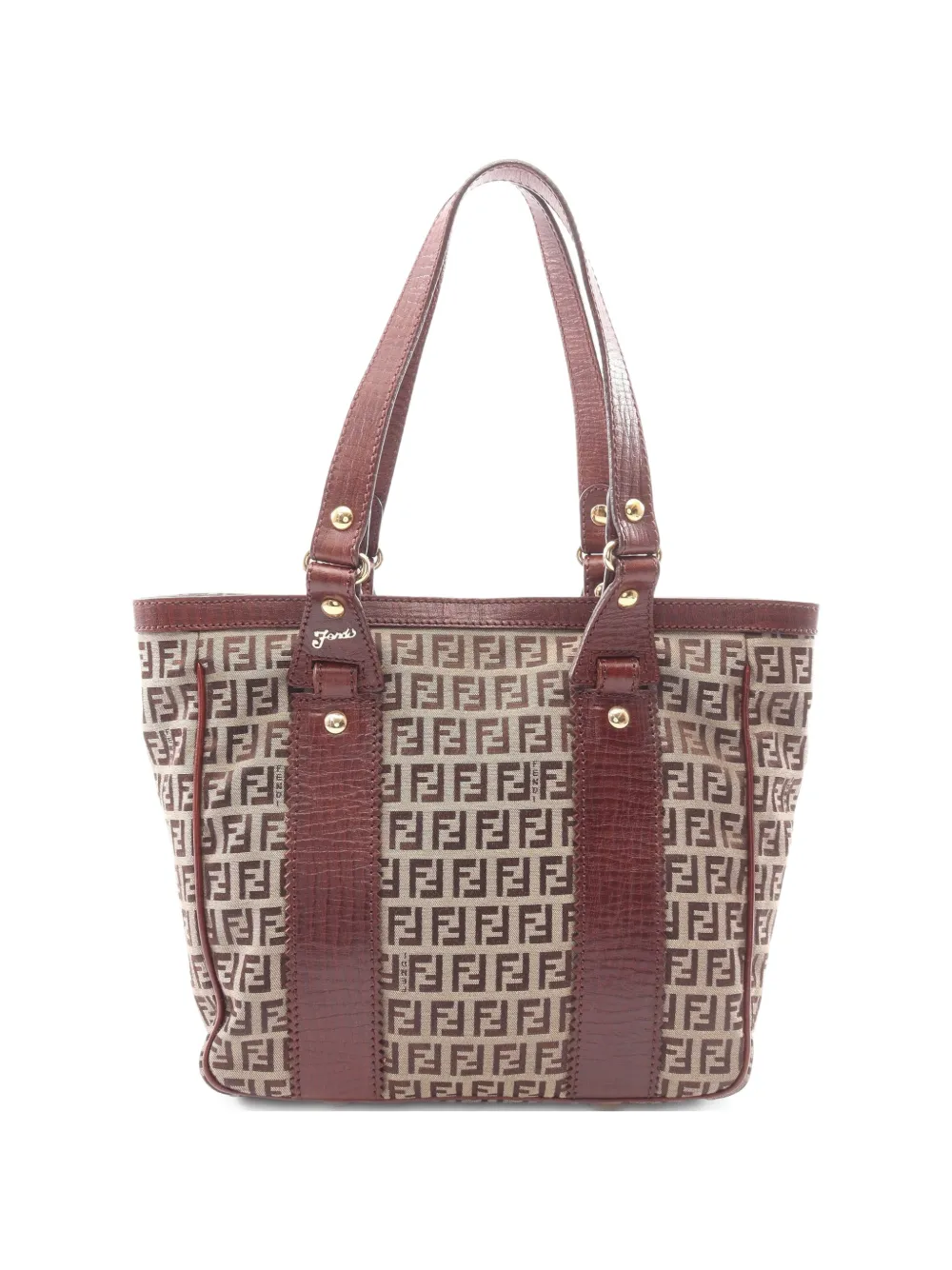 Fendi Pre-Owned 2000s Zucchino leather-trim tote bag - Braun
