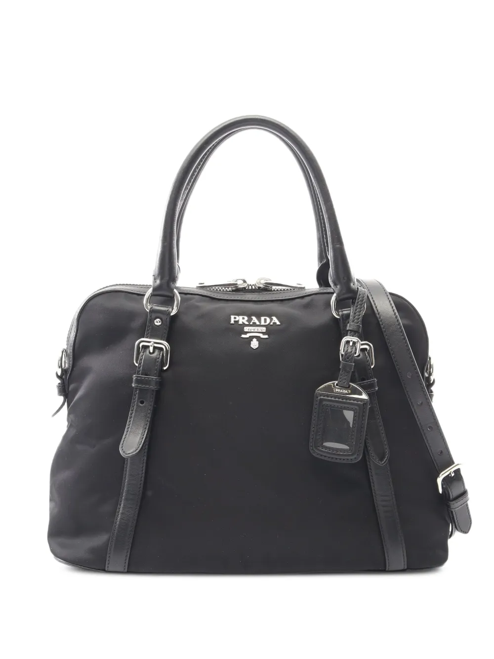 Prada Pre-Owned 2000s Tessuto leather-trim tote bag - Nero