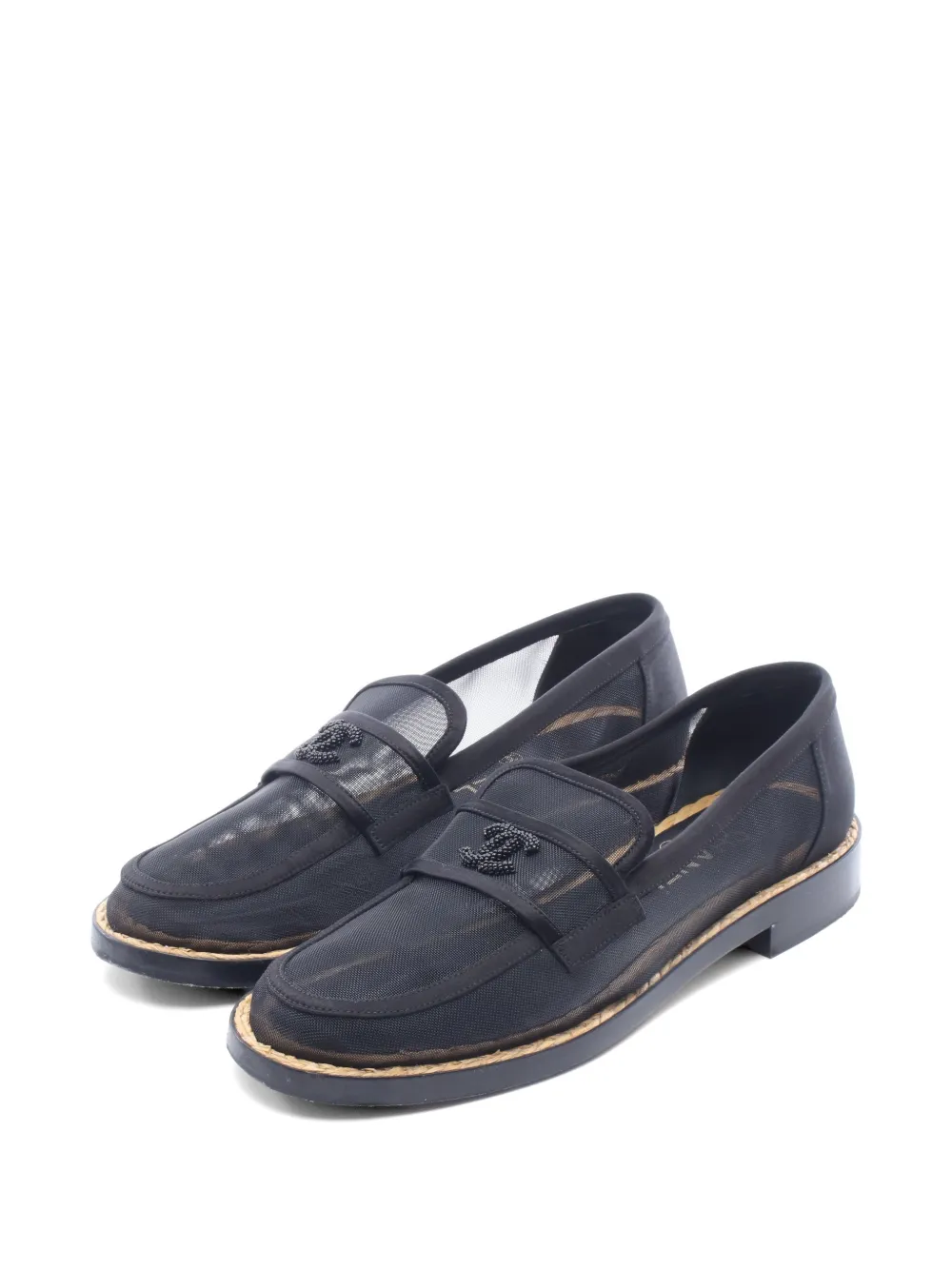 CHANEL Pre-Owned 1986-1988 Coco Mark mesh loafers - Nero