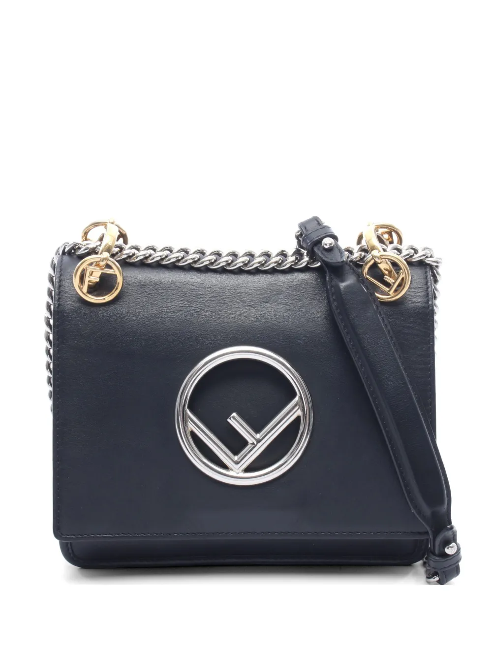 Fendi Pre-Owned 2010s Kan I F chain-strap leather shoulder bag - Nero