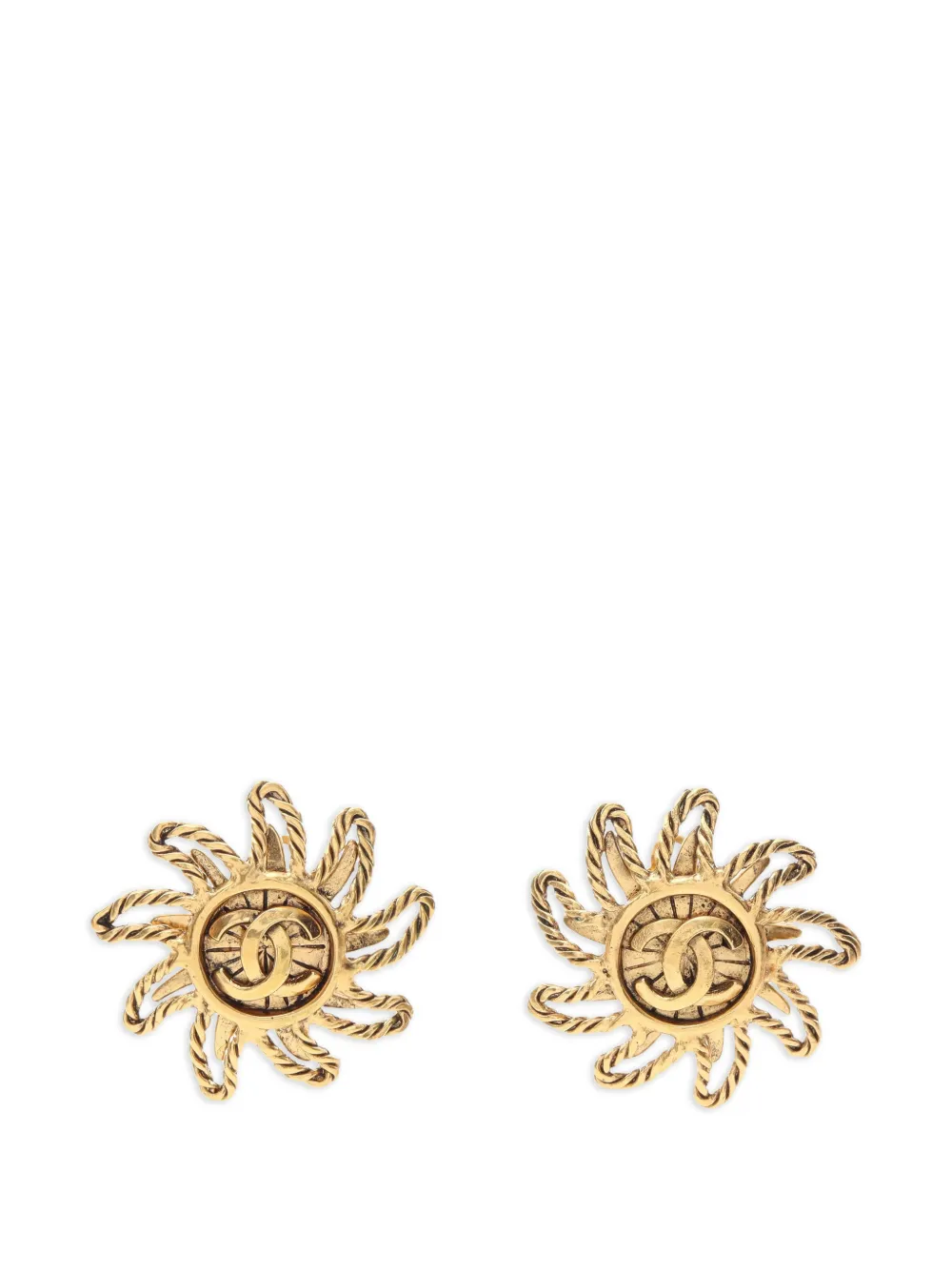 CHANEL Pre-Owned 1986-1988 Coco Mark Sun-motif earrings - Oro