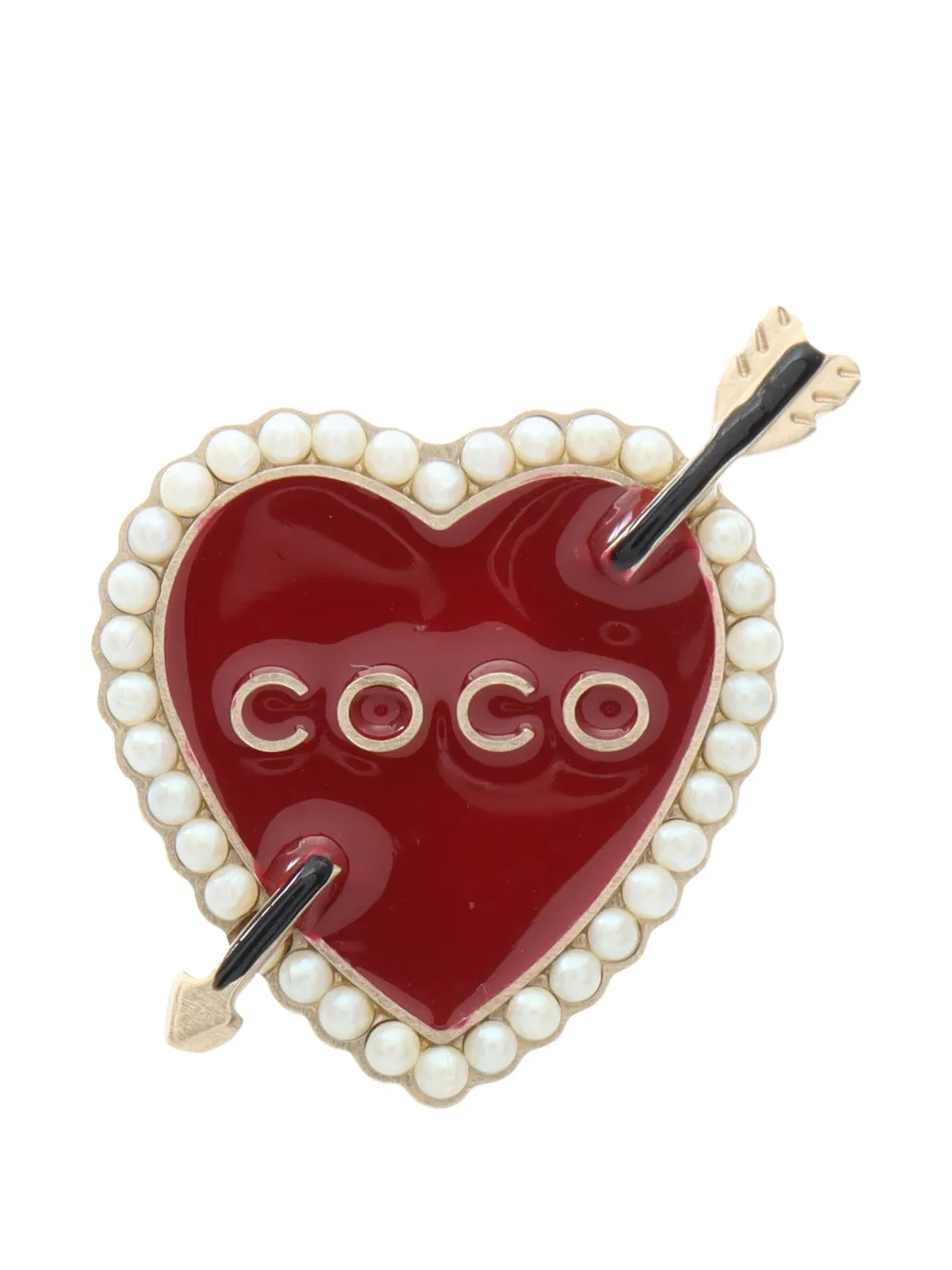 CHANEL Pre-Owned 1986-1988 COCO heart pin brooch - Gold
