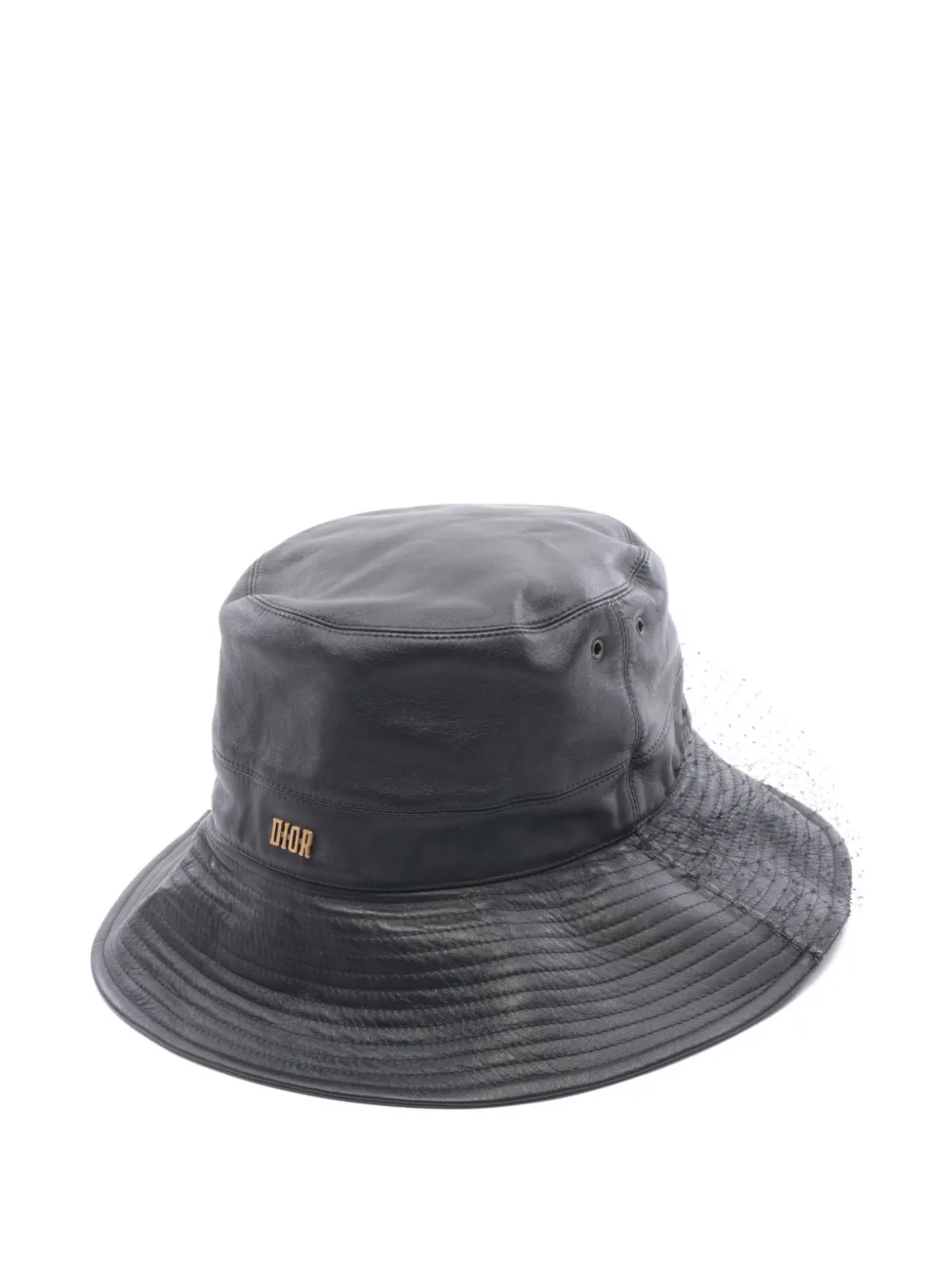 Christian Dior Pre-Owned 2010s Teddy-D logo-detail leather bucket hat - Nero