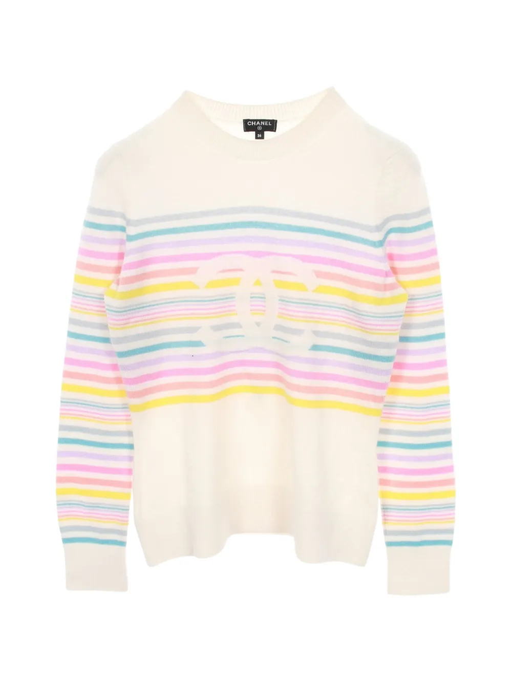 CHANEL Pre-Owned 1986-1988 Coco Mark striped sweater - Neutrals
