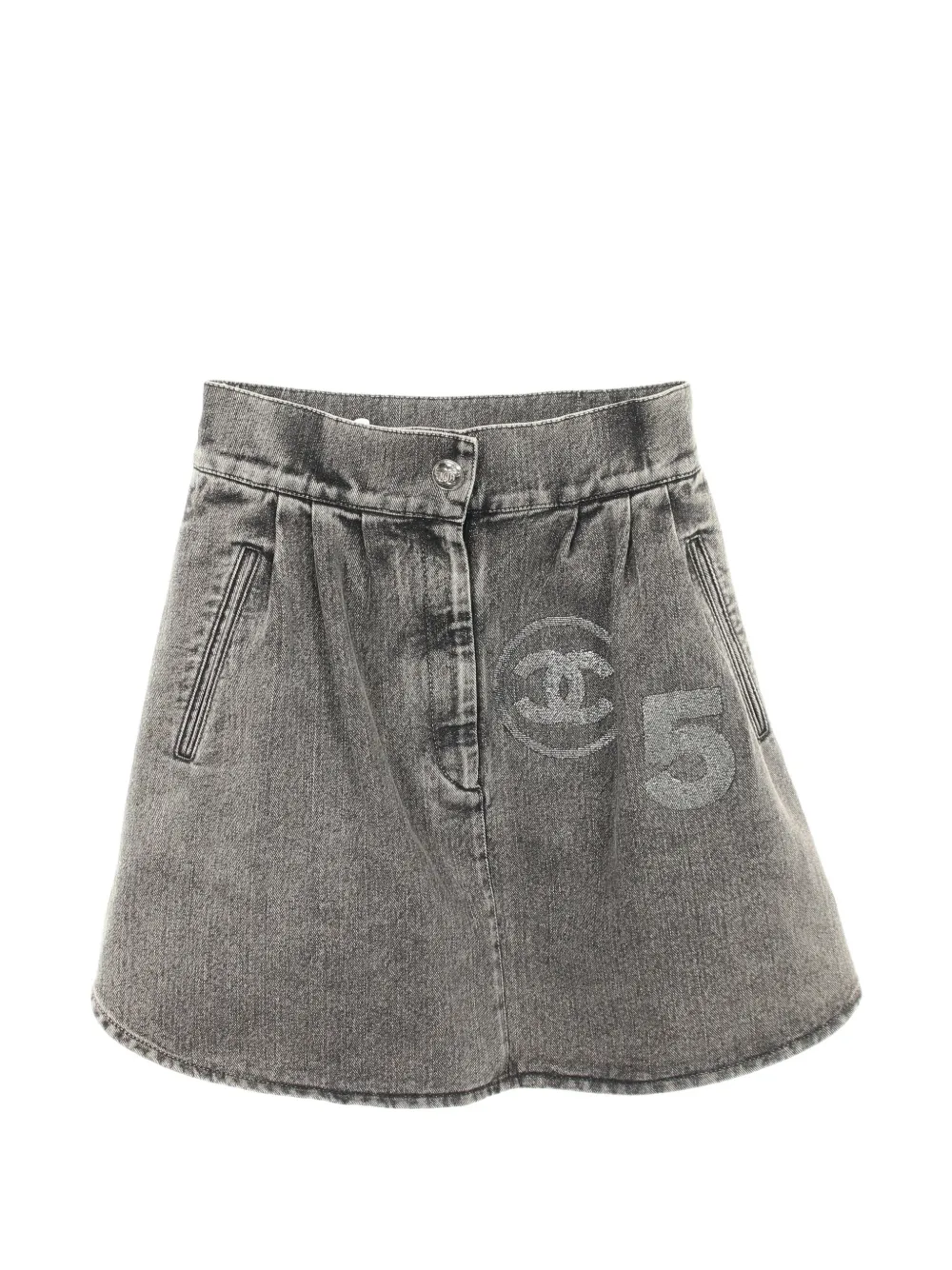 CHANEL Pre-Owned 1986-1988 No.5 denim skirt - Grigio