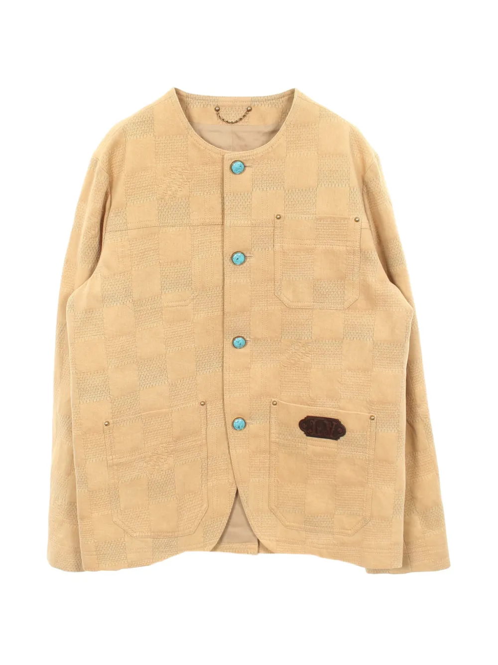 Louis Vuitton Pre-Owned 2010s Damier check no-collar jacket - Toni neutri