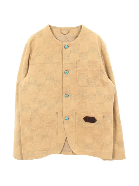 Louis Vuitton Pre-Owned 2010s Damier check no-collar jacket