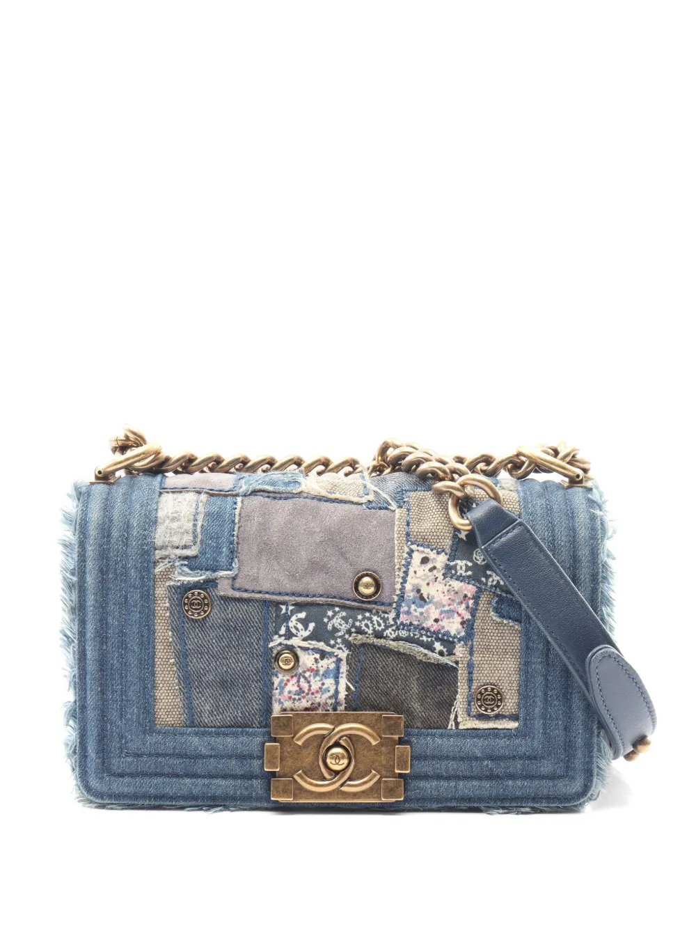 CHANEL Pre-Owned 2014-2015 small Boy patchwork shoulder bag - Blau