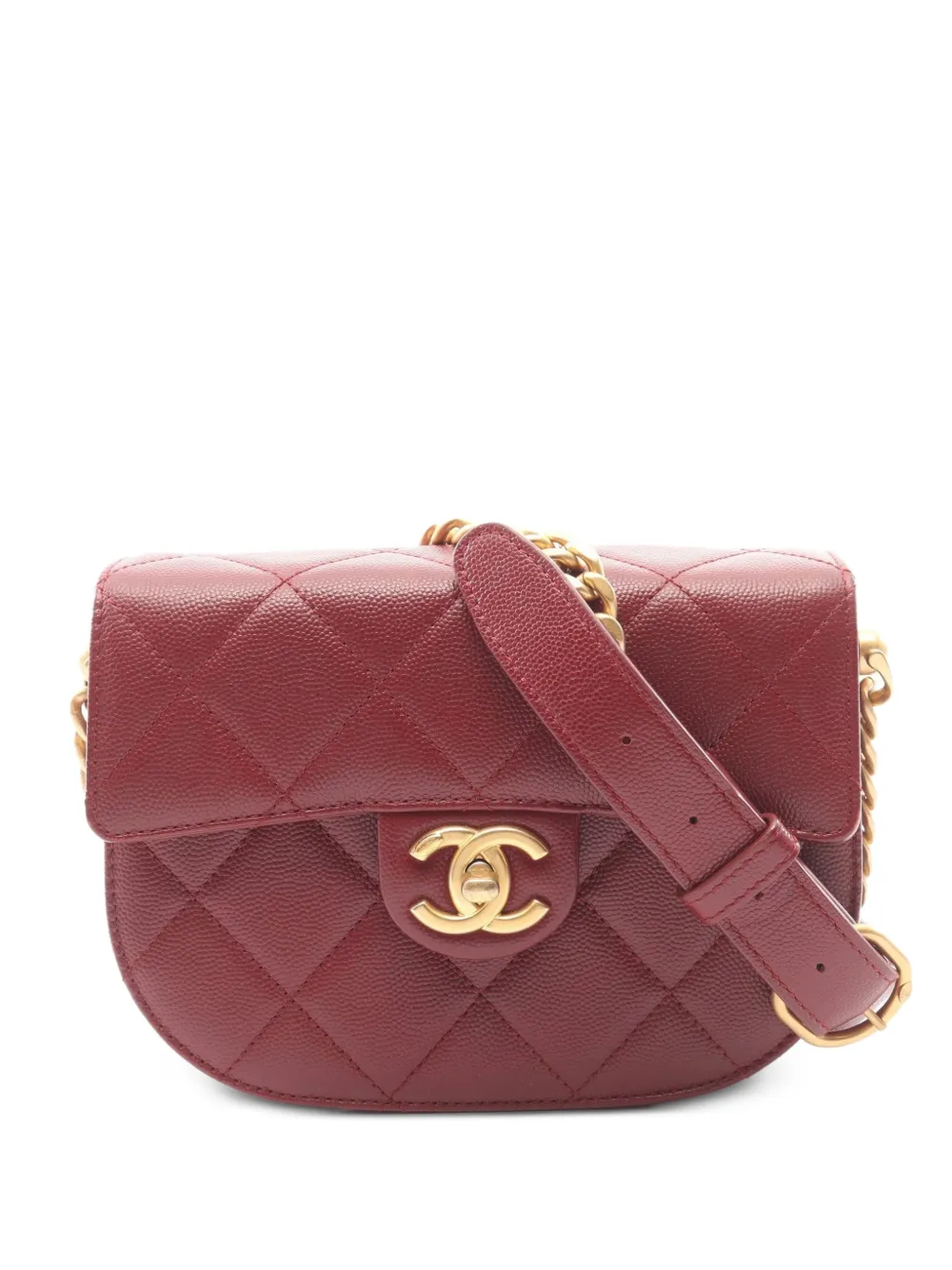 CHANEL Pre-Owned 2021s Moon-flap Caviar-leather mini bag - Rot