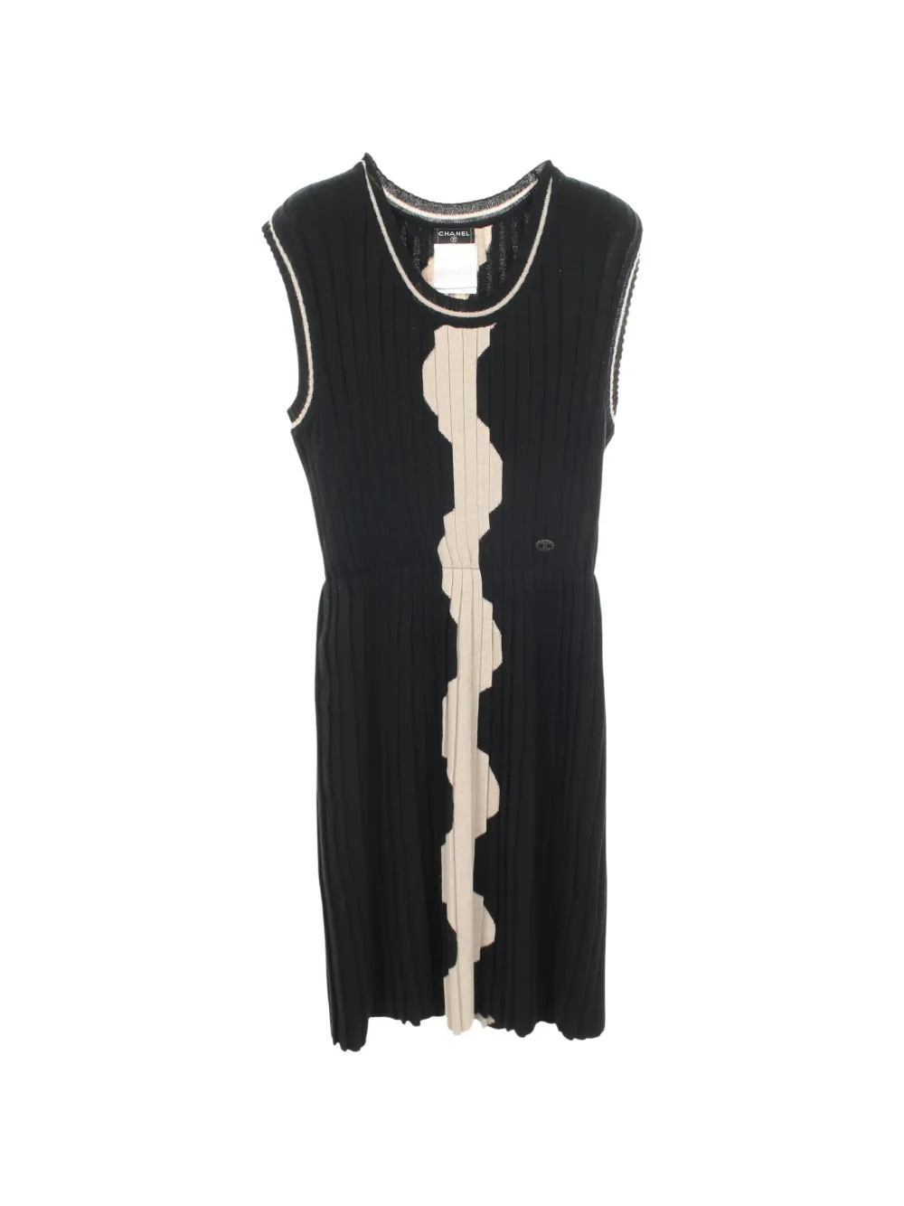CHANEL Pre-Owned 1986-1988 sleeveless knit wool mini dress - Nero
