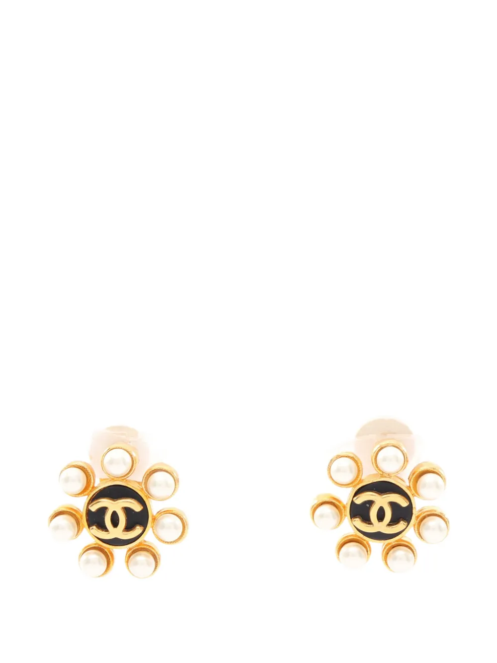 CHANEL Pre-Owned 1986-1988 flower-shape earrings - Gold