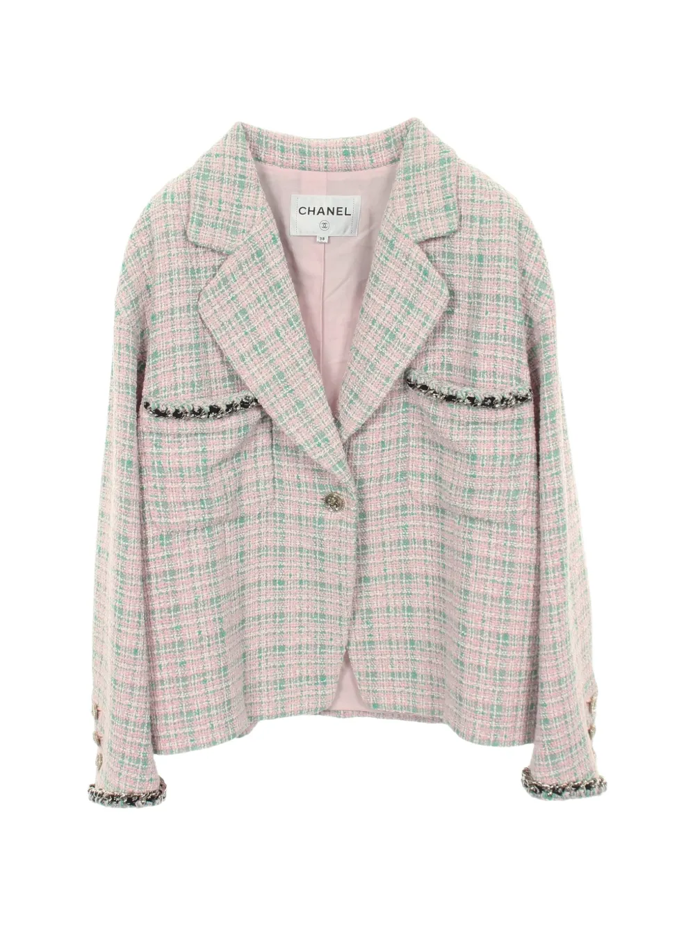 CHANEL Pre-Owned 1986-1988 Cocomark check tweed jacket - Rosa