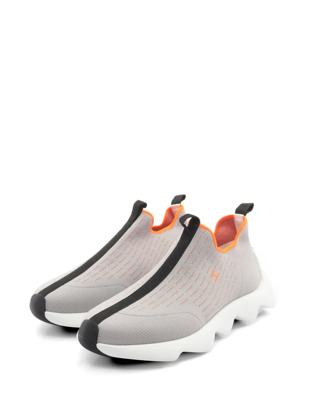 Pre-owned Hermes Eclair Knit Sneakers In Gray