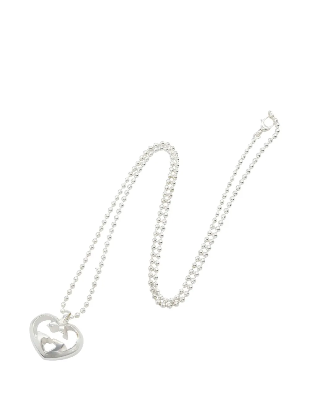 Pre-owned Gucci 2010s Heart Interlocking G Necklace In Silver
