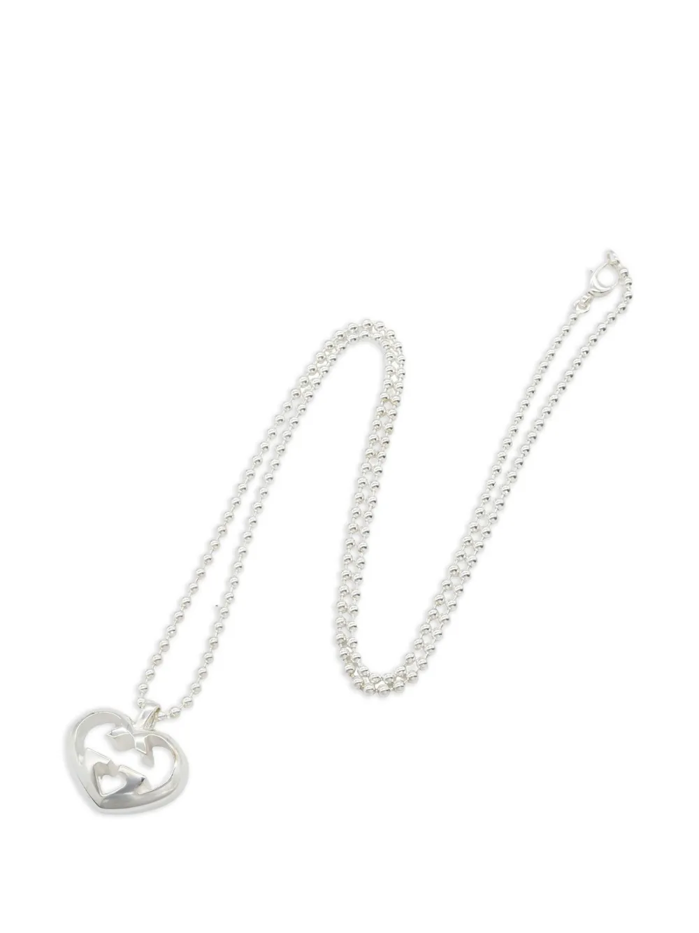 Gucci Pre-Owned 2010s heart Interlocking G necklace - Argento