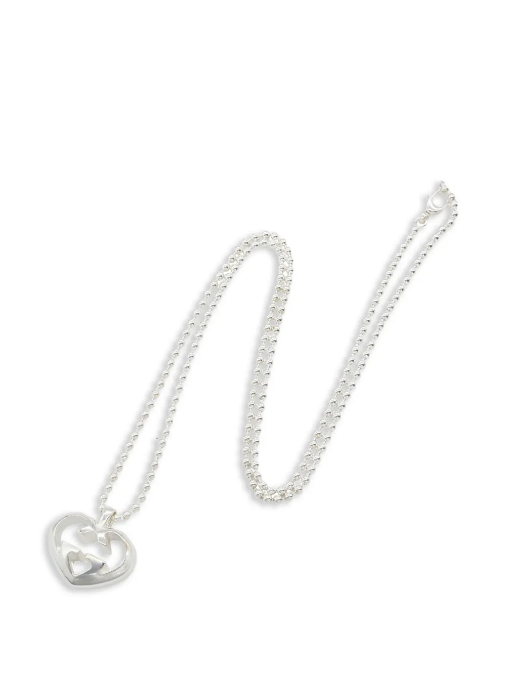 Gucci Pre-Owned 2010s heart Interlocking G necklace - Argento