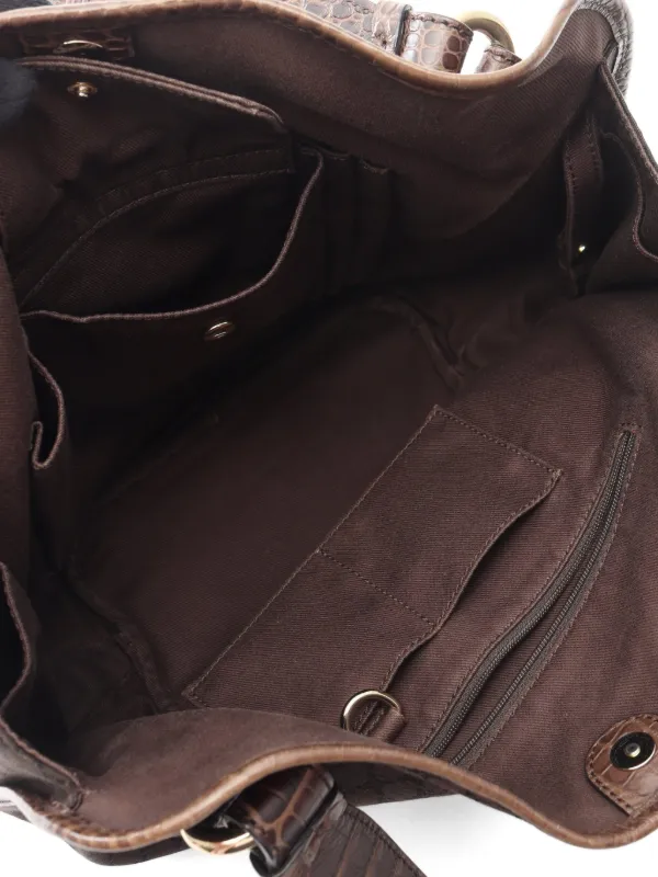 Celine Pre-Owned 2000s マカダム クロコエンボス ハンドバッグ