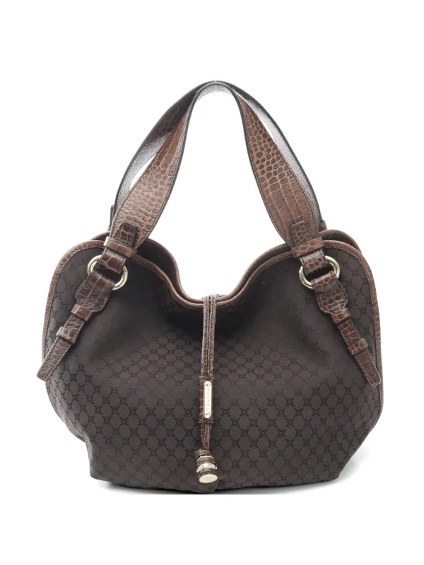 Celine Pre-Owned 2000s マカダム クロコエンボス ハンドバッグ