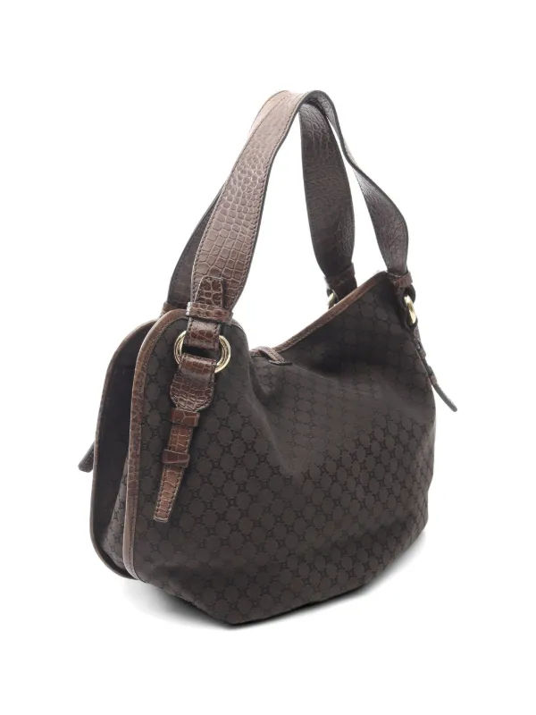 CELINE マカダム ハンドバッグ クロコ型押し Celine Pre-Owned 2000s マカダム クロコエンボス ハンドバッグ