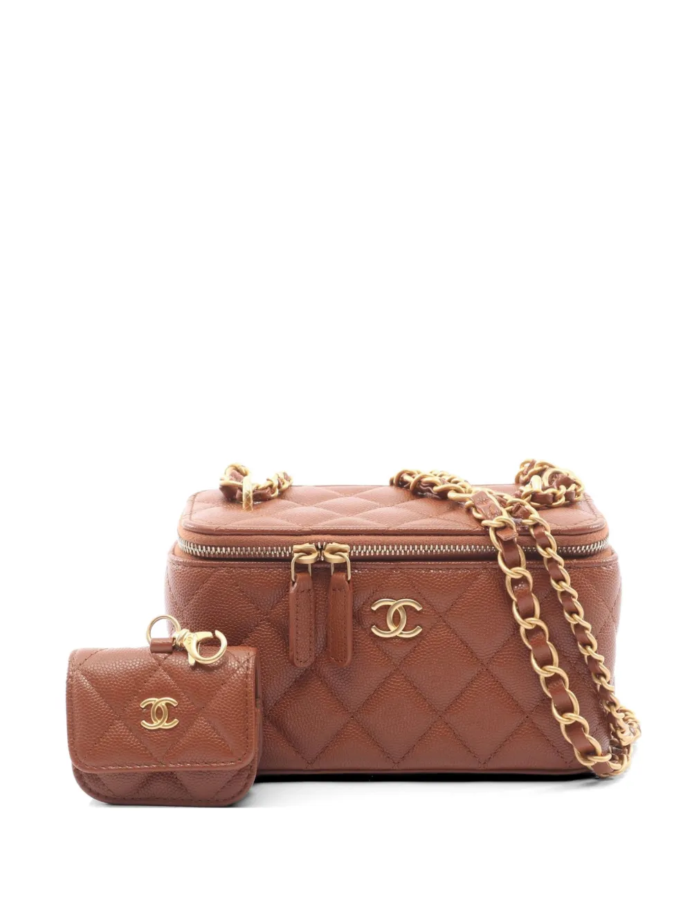CHANEL Pre-Owned 2021s Matelassé Vanity shoulder bag - Marrone
