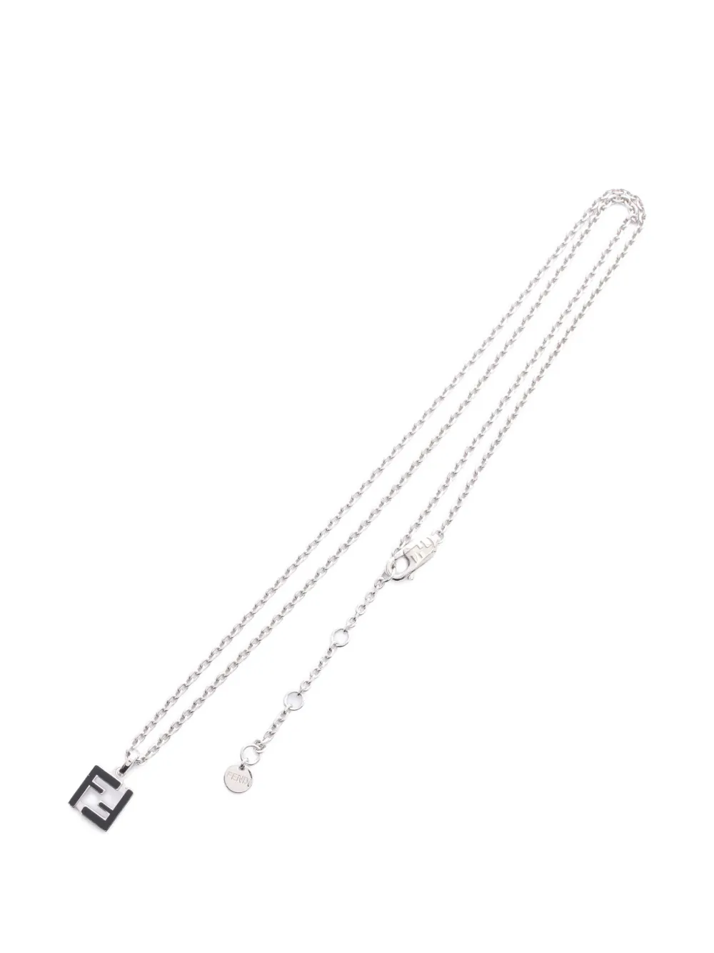 Pre-owned Fendi Ff Pendant Necklace In Silver
