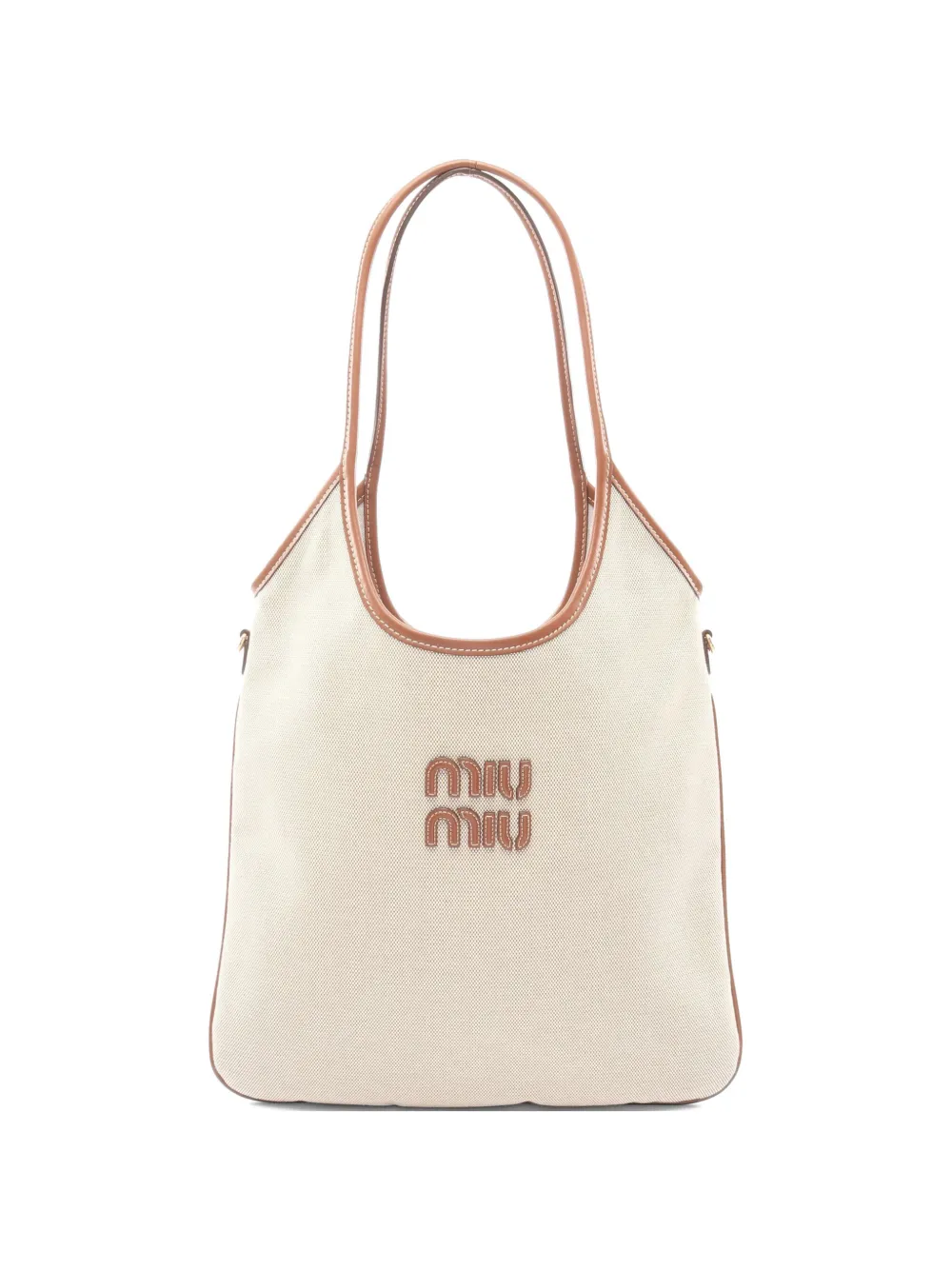 Miu Miu Pre-Owned 2020s logo-embroidered tote bag - Toni neutri