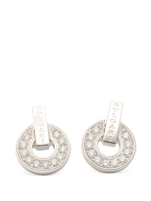 Bvlgari Pre-owned 2010s Diamond Open-work Earrings in Silver