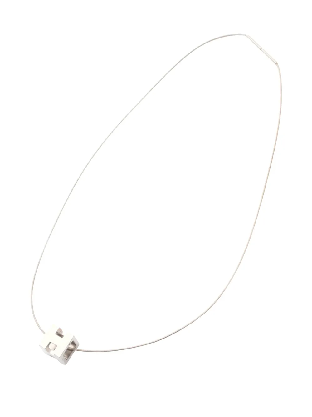 Hermès Pre-Owned 2000-2026 Palladium Plated Enamel Cage D H Pendant Necklace costume necklace - Argento