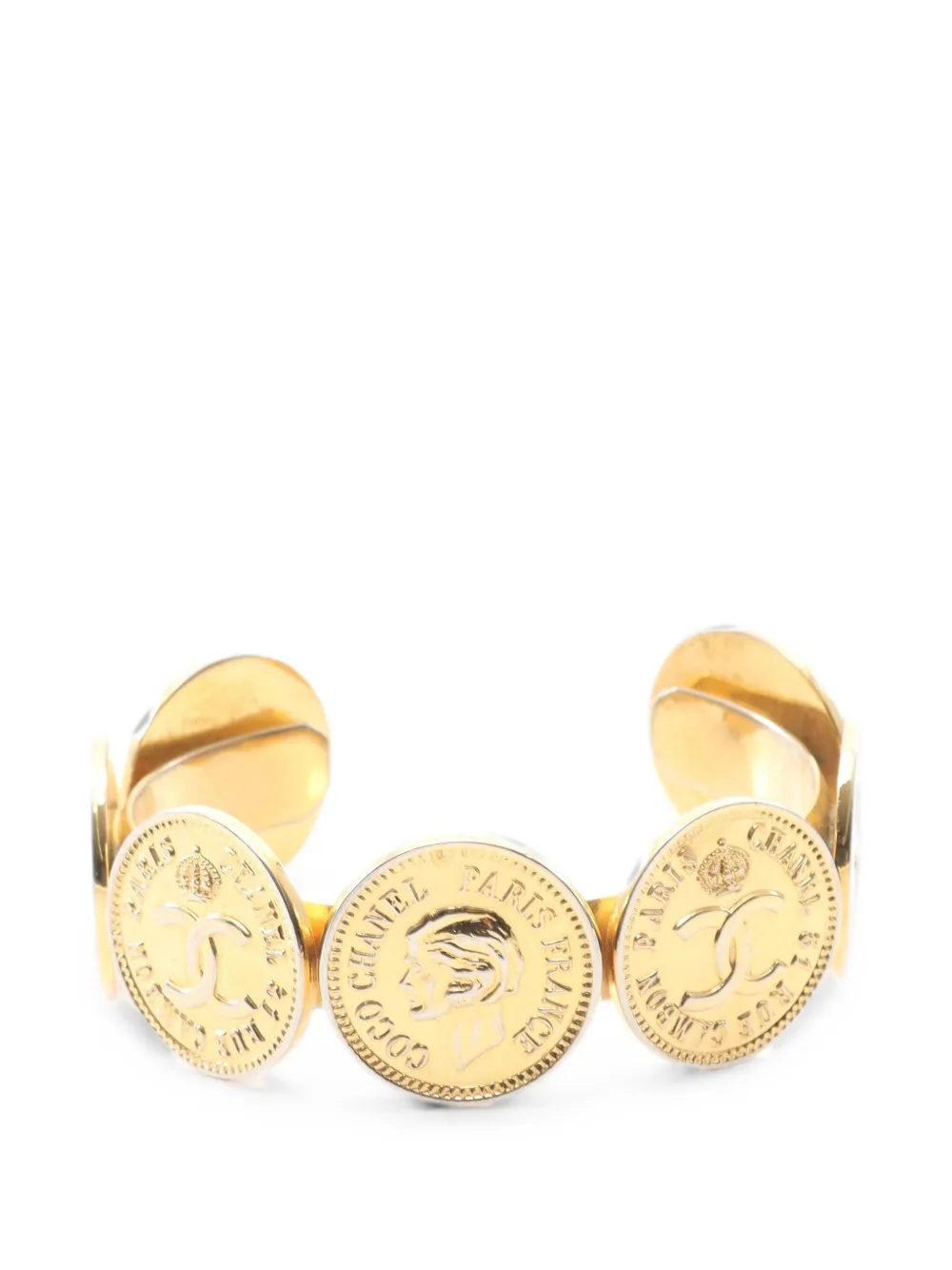 CHANEL Pre-Owned 1986-1988 Coco Mark coin bangle - Oro