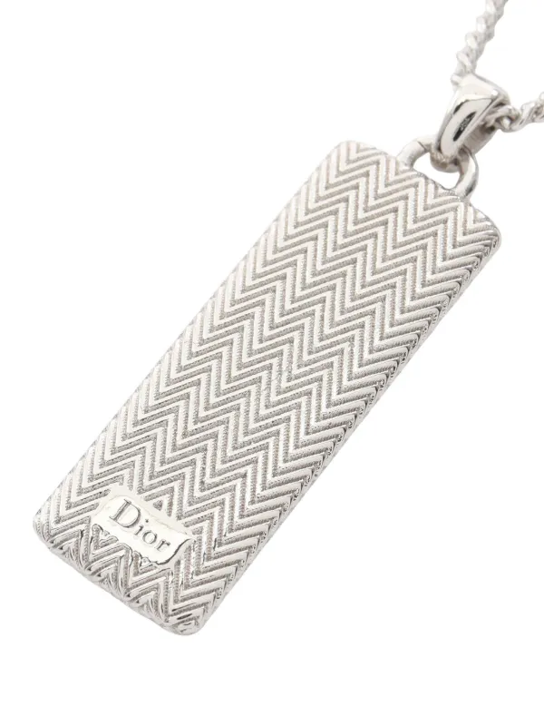 Christian Dior Pre-Owned Guilloche Plate ペンダント ネックレス