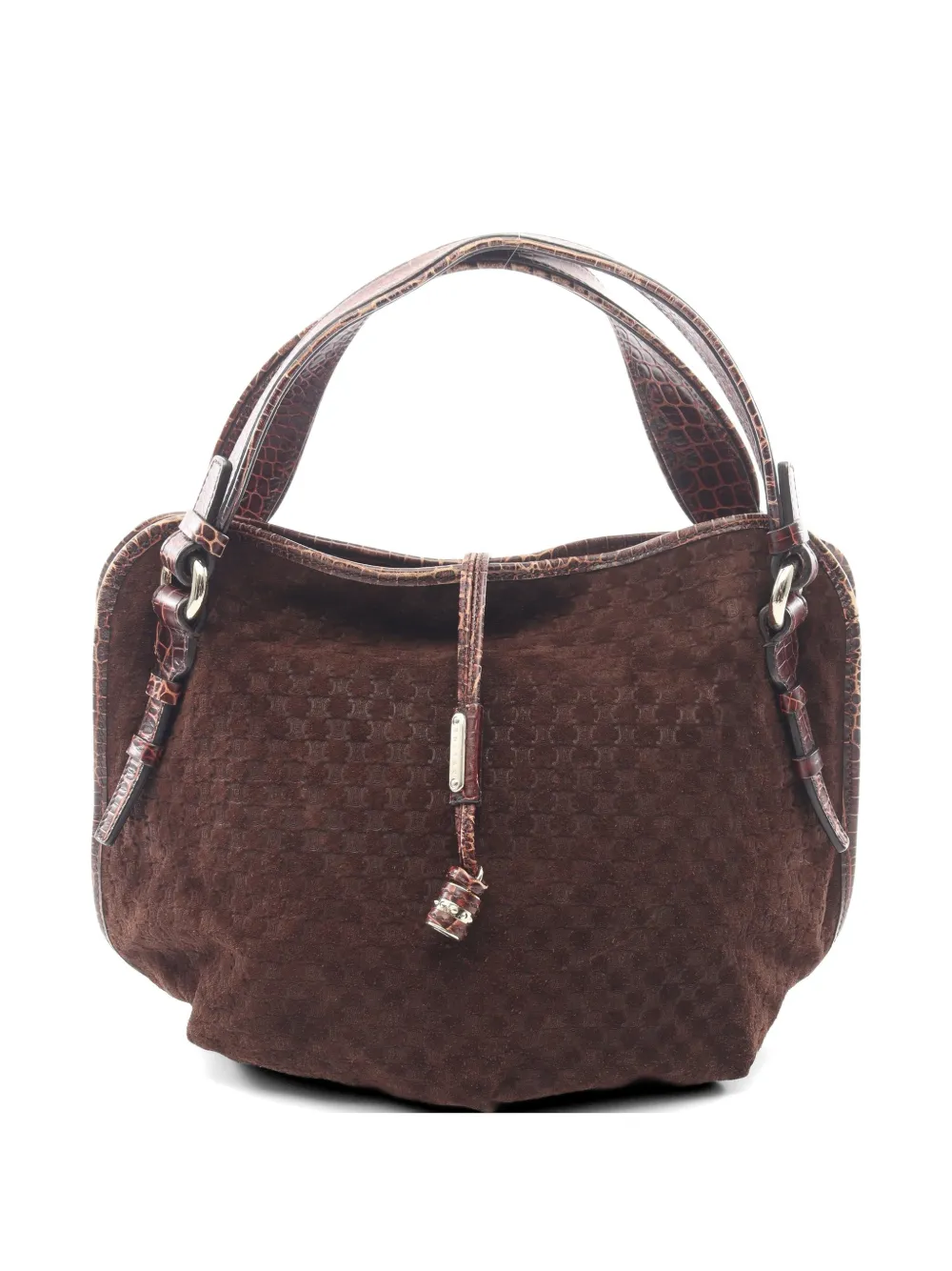 Celine Pre-Owned 2000s Macadam croc-embossed shoulder bag - Brown