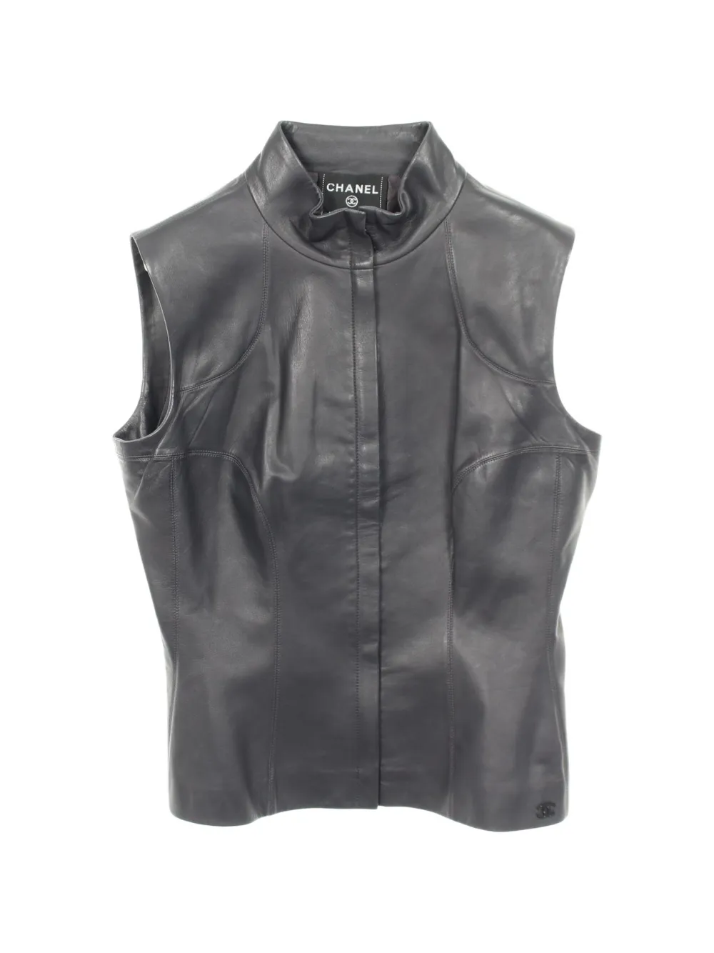 CHANEL Pre-Owned 1986-1988 Coco Mark zip-up vest - Black