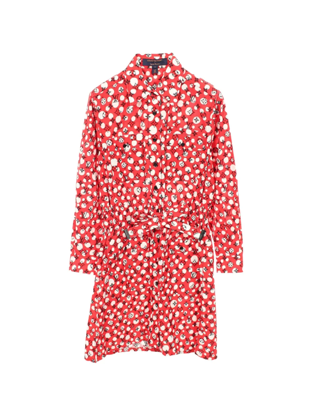 Pre-owned Louis Vuitton X Yayoi Kusama 2010s Nfinity Dots Monogram Shirt Dress In Red