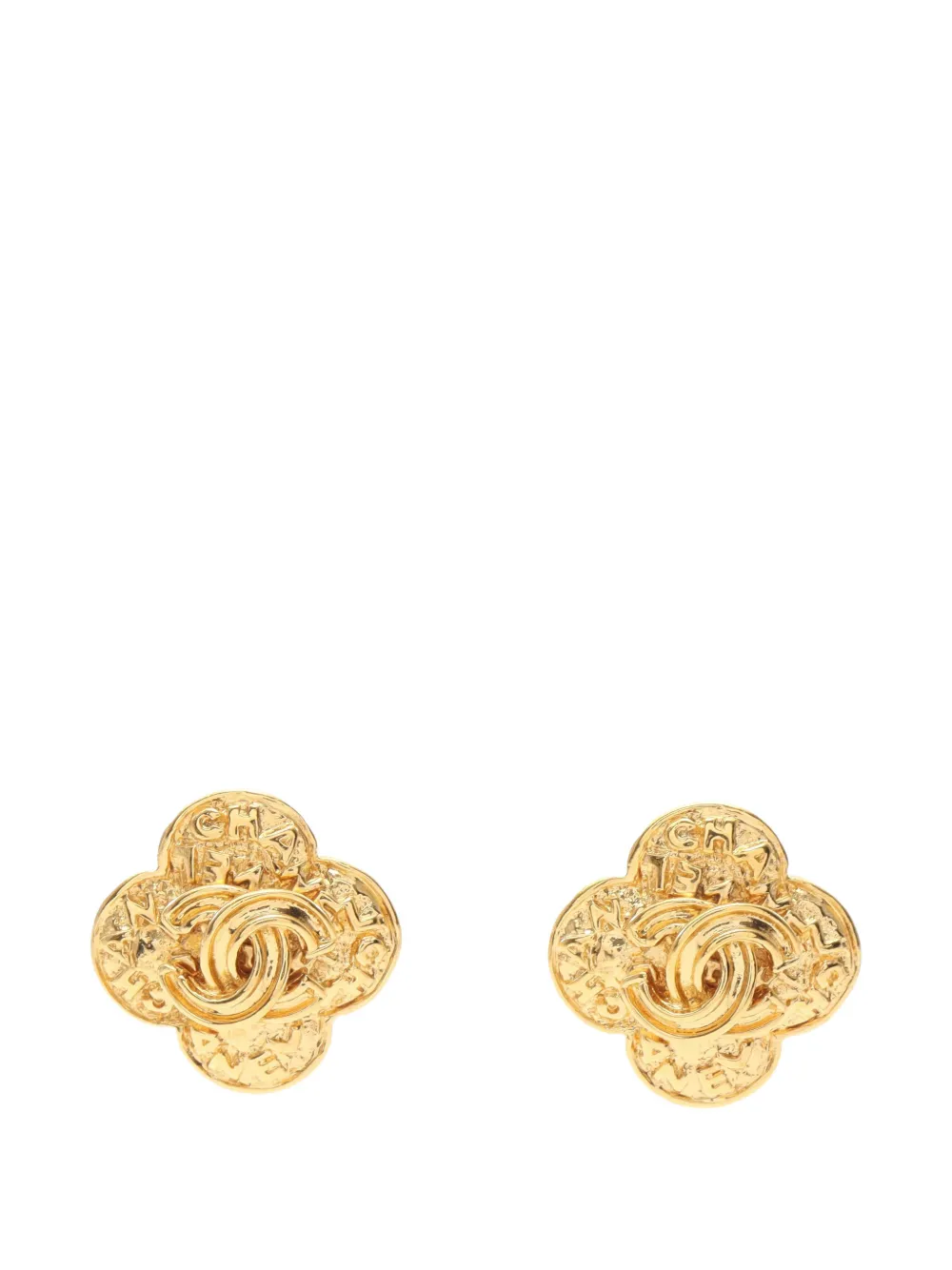 CHANEL Pre-Owned 1986-1988 Coco Mark flower earrings - Gold