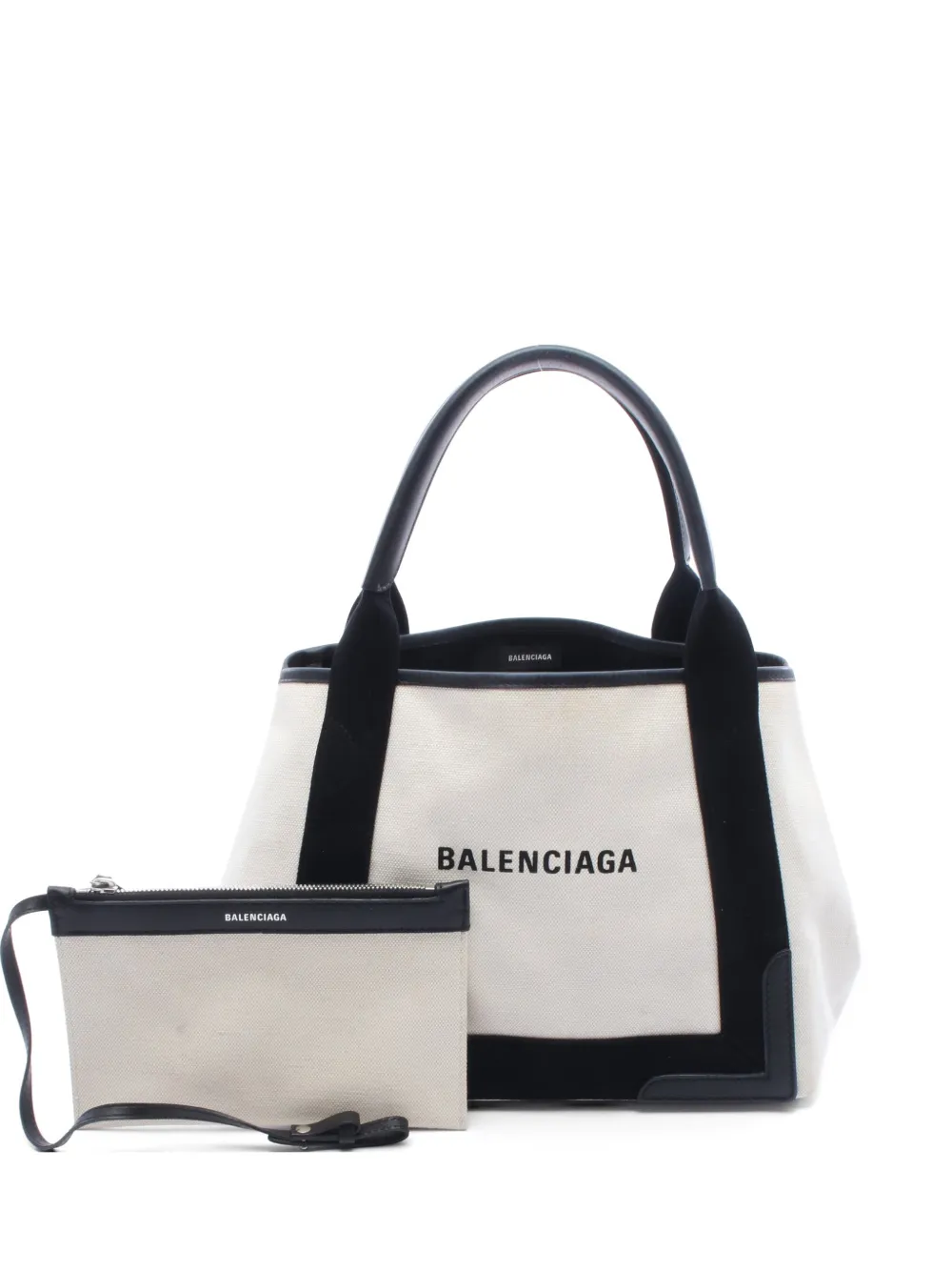 Pre-owned Balenciaga 2000s Navy Cabas Tote Bag In Neutral