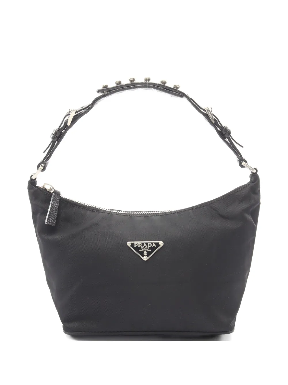 Prada Pre-Owned triangle logo studded shoulder bag - Nero