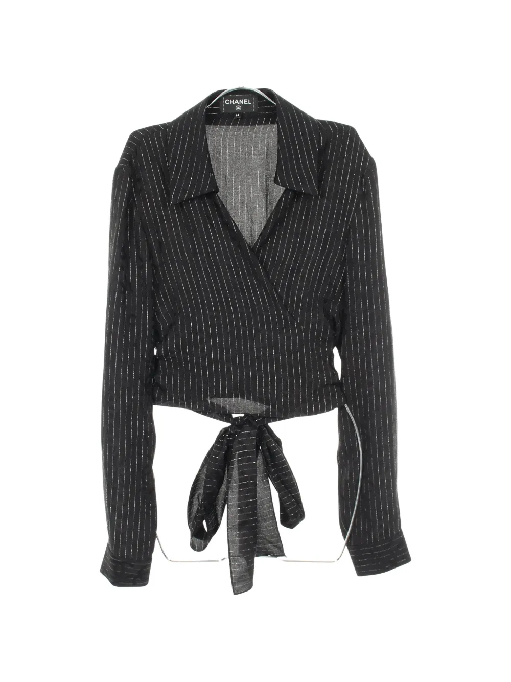 CHANEL Pre-Owned 1986-1988 Coco Mark striped silk blouse - Black