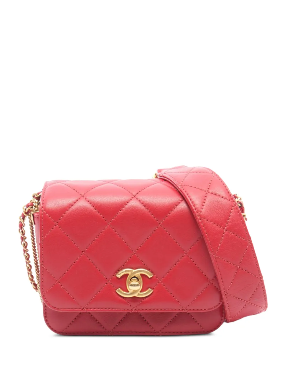 CHANEL Pre-Owned 2020-2021 Matelassé chain shoulder bag - Rosso