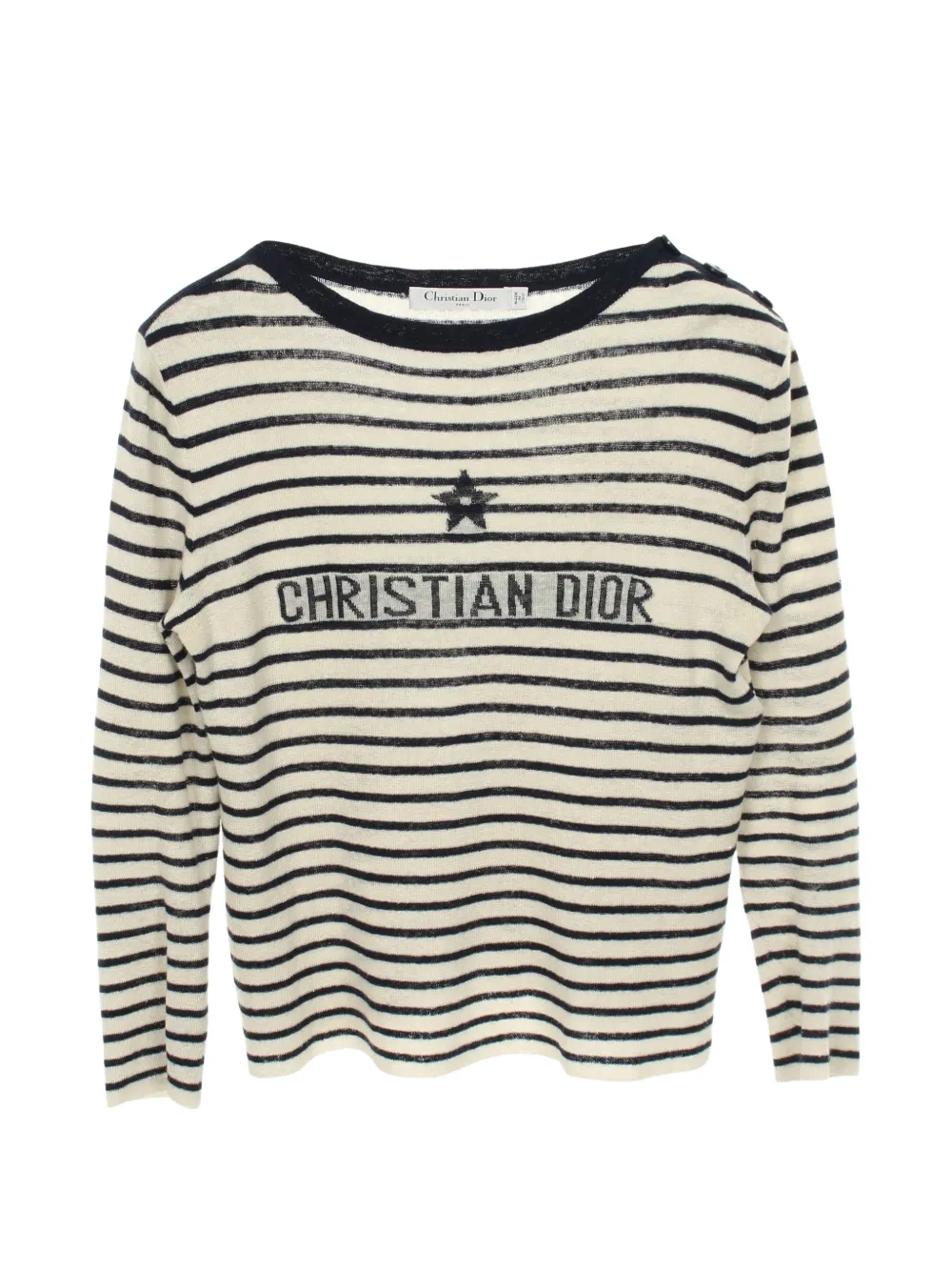 Christian Dior Pre-Owned 2010s gestreiftes Dioriviera Langarmshirt aus Strick - Nude