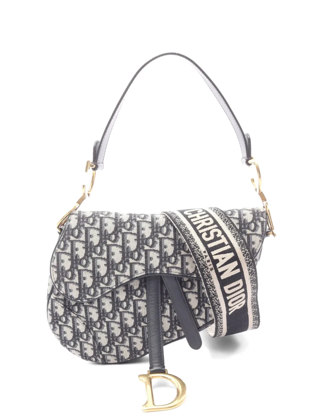 Christian Dior Pre-Owned 2010s Oblique jacquard Saddle shoulder bag - Black