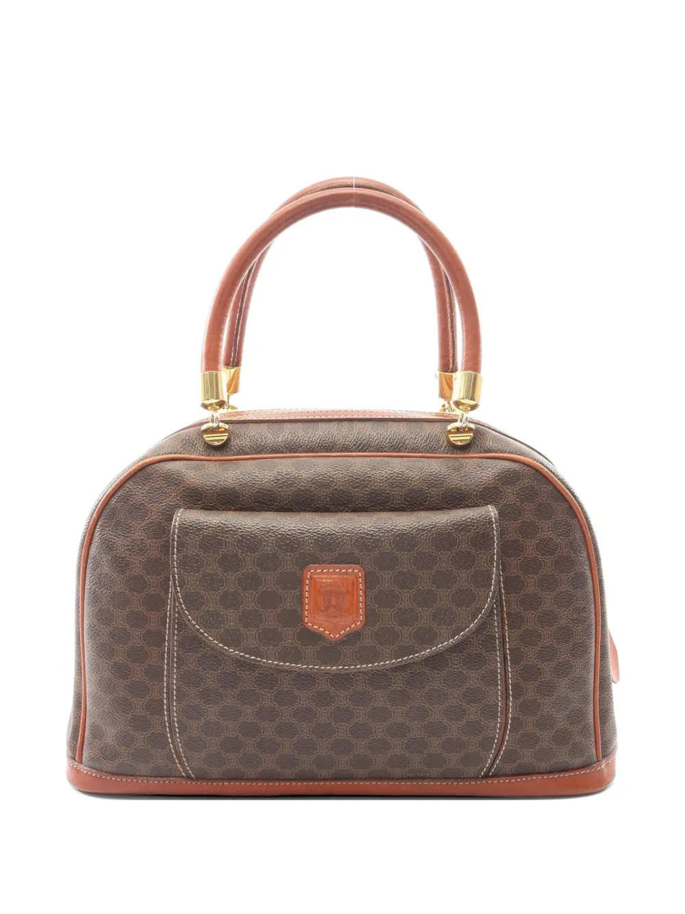 Celine Pre-Owned 2000s Macadam leather-trim handbag - Marrone