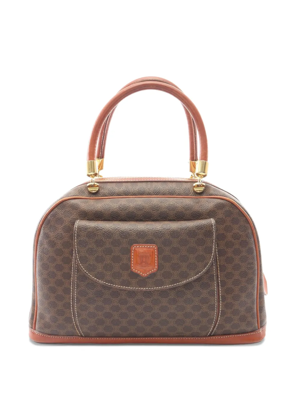 Celine Pre-Owned 2000s Macadam leather-trim handbag - Marrone