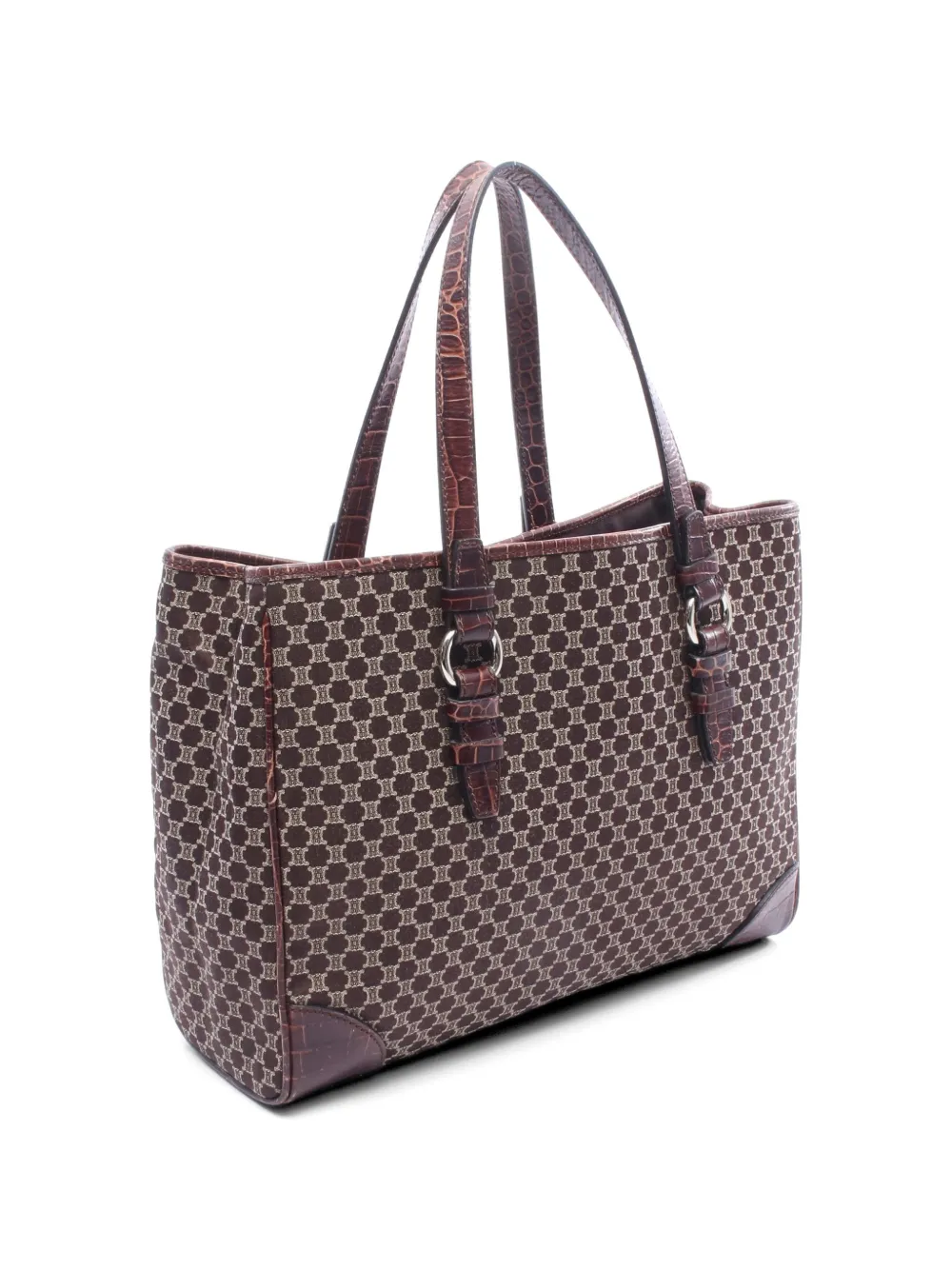 Celine Pre-owned Macadam Croc-embossed Tote Bag in Brown, view 2