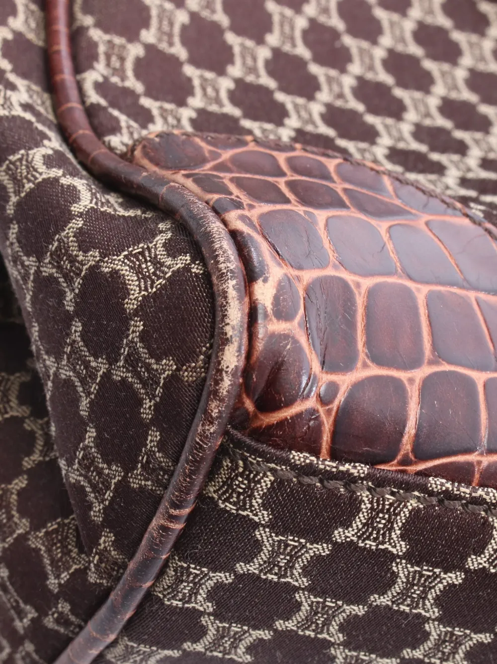 Celine Pre-owned Macadam Croc-embossed Tote Bag in Brown, view 5