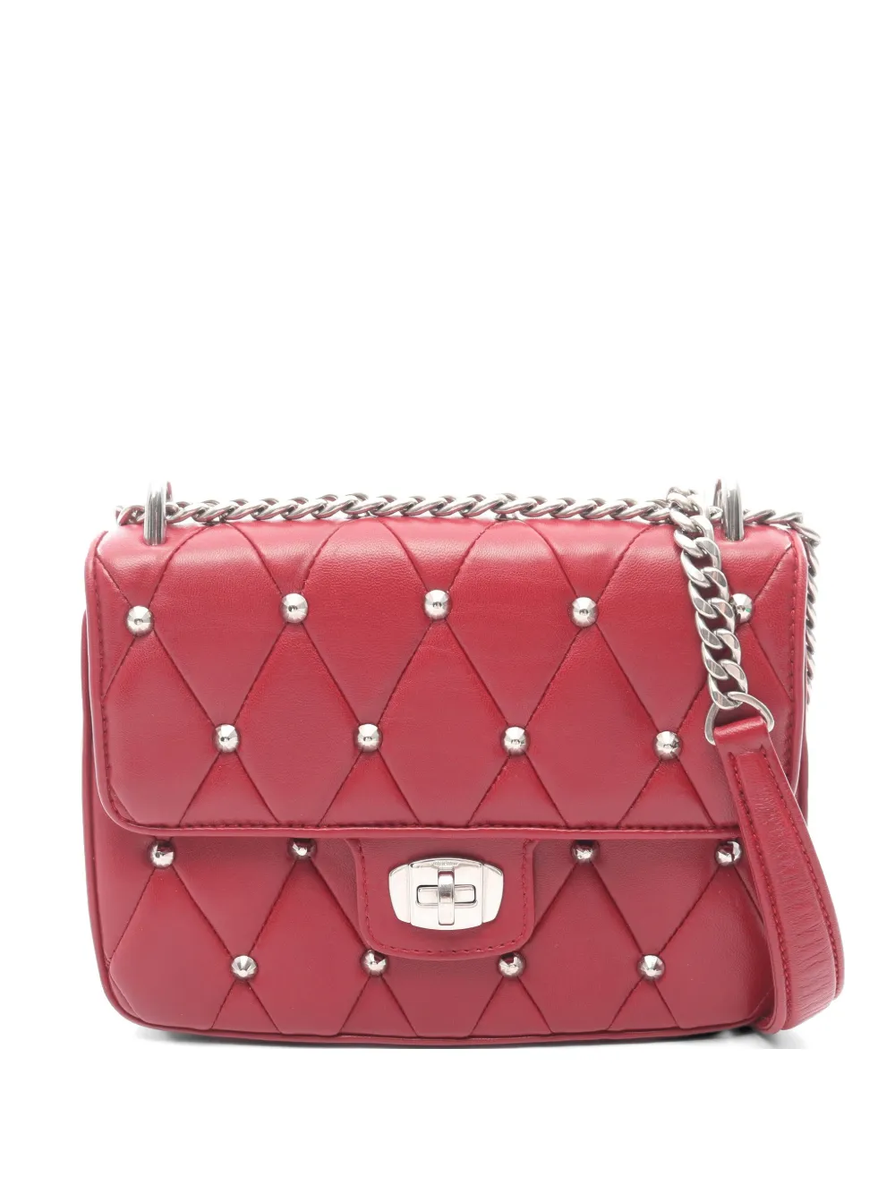 Miu Miu Pre-Owned 2010s stud-embellished quilted shoulder bag - Rosso