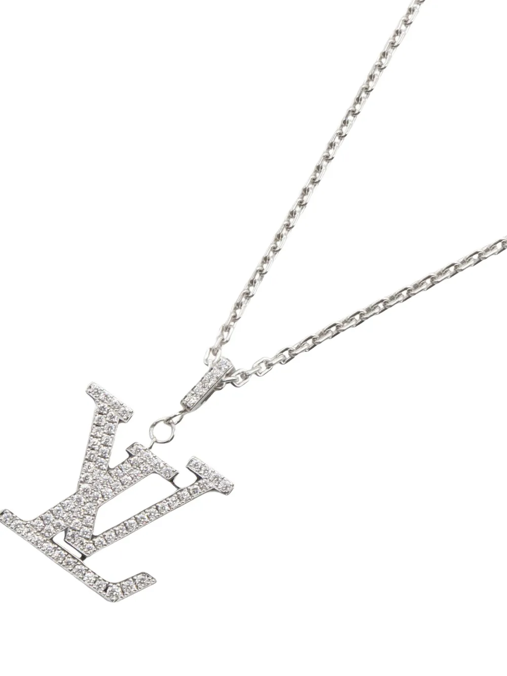 Louis Vuitton Pre-Owned 2010s LV-pendant diamond necklace - Argento