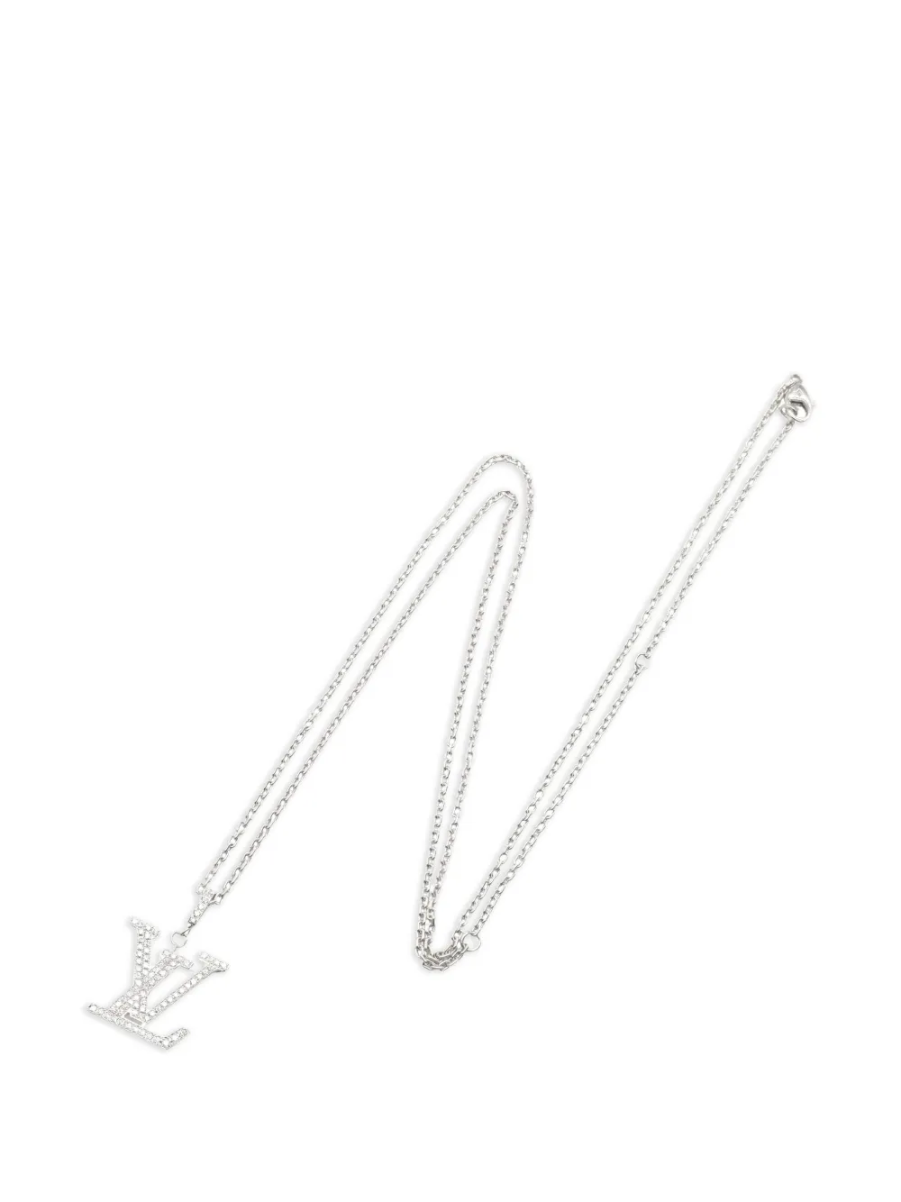 Louis Vuitton Pre-Owned 2010s LV-pendant diamond necklace - Argento