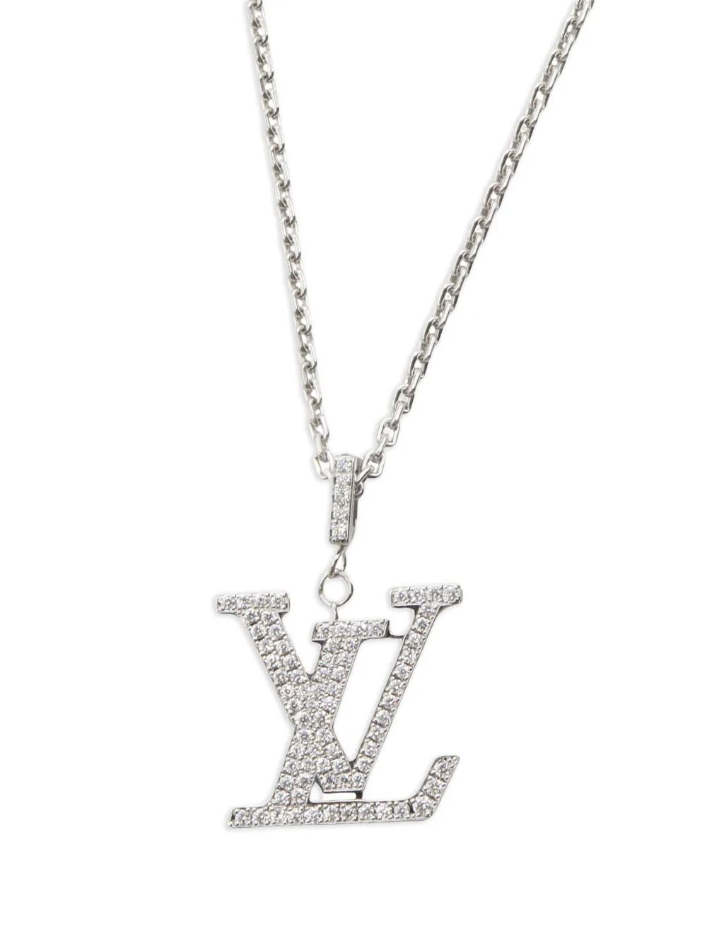 Louis Vuitton Pre-Owned 2010s LV-pendant diamond necklace - Argento