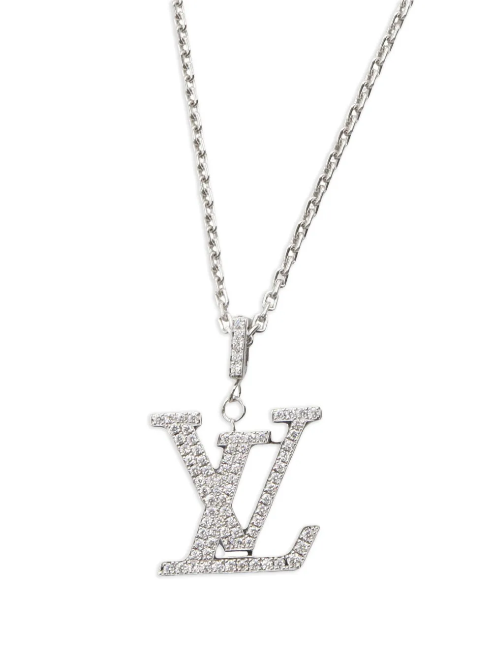 Louis Vuitton Pre-Owned 2010s LV-pendant diamond necklace - Argento